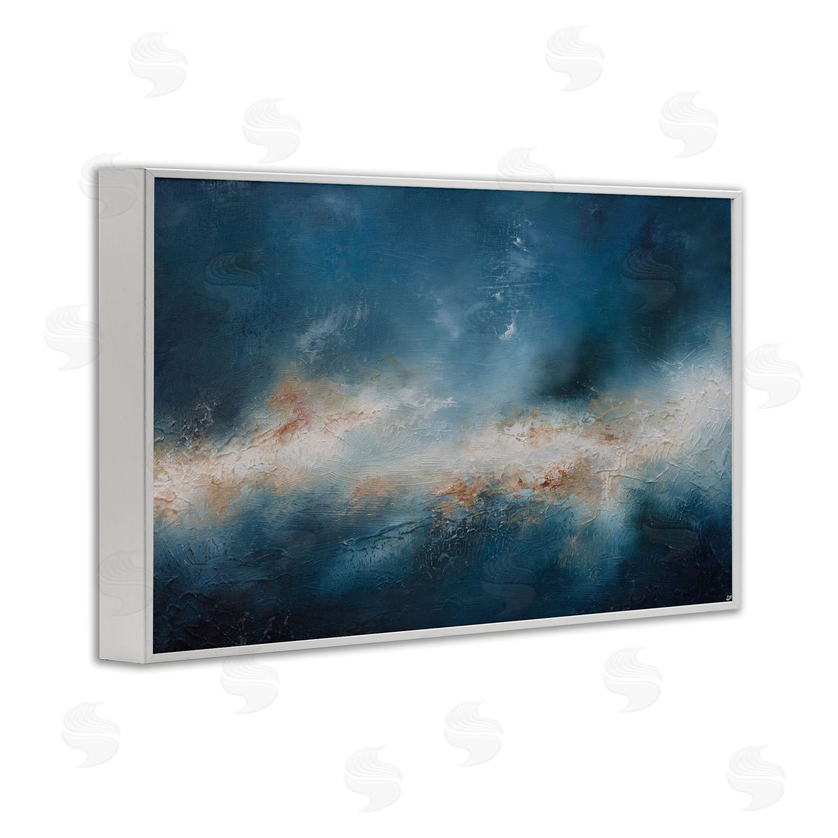 Beneath The Surface Abstract White Frame Print Wall Art, Home Decor by Lydia Orange