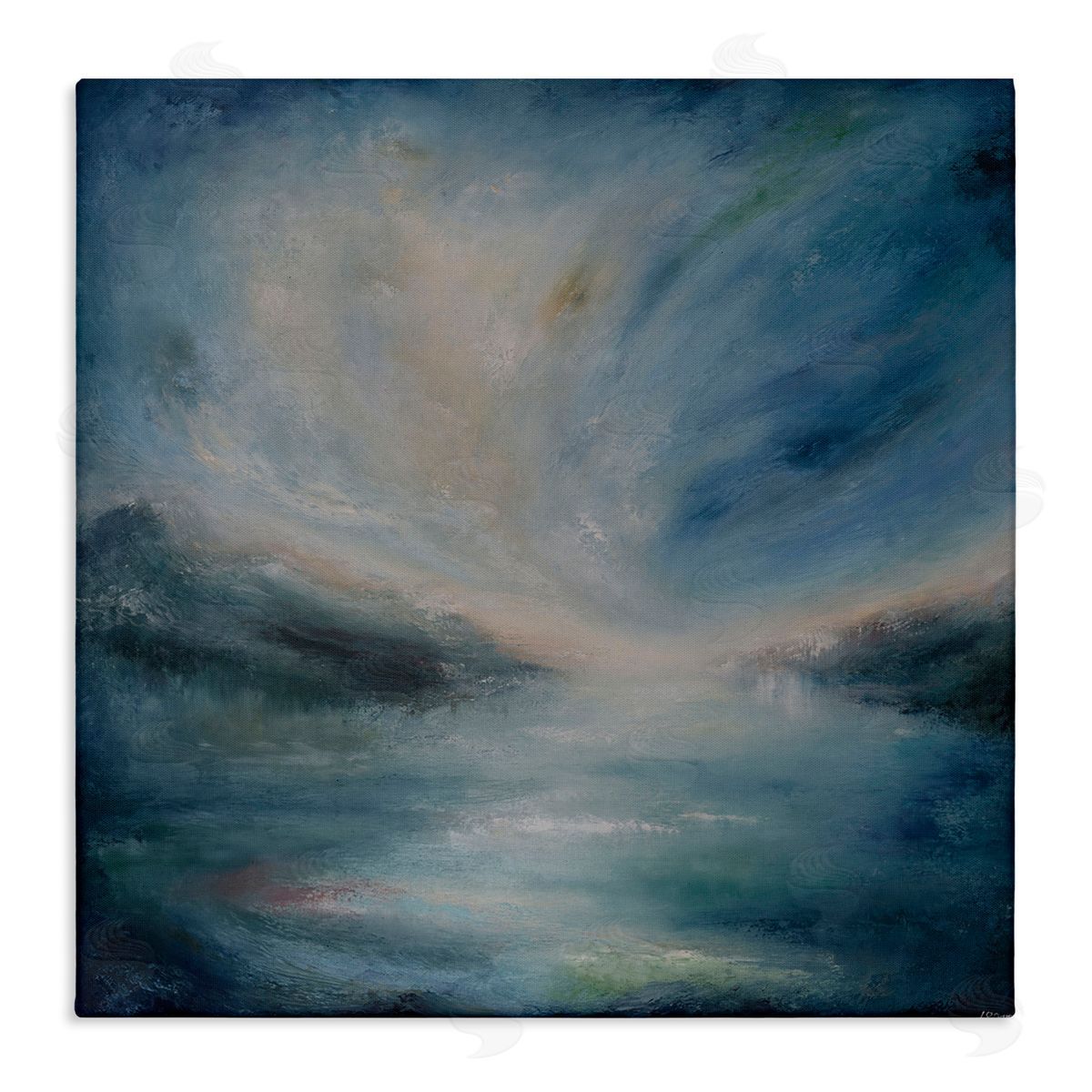 Blue Hour Abstract Landscape Canvas Wall Art, Home Decor by Lydia Orange