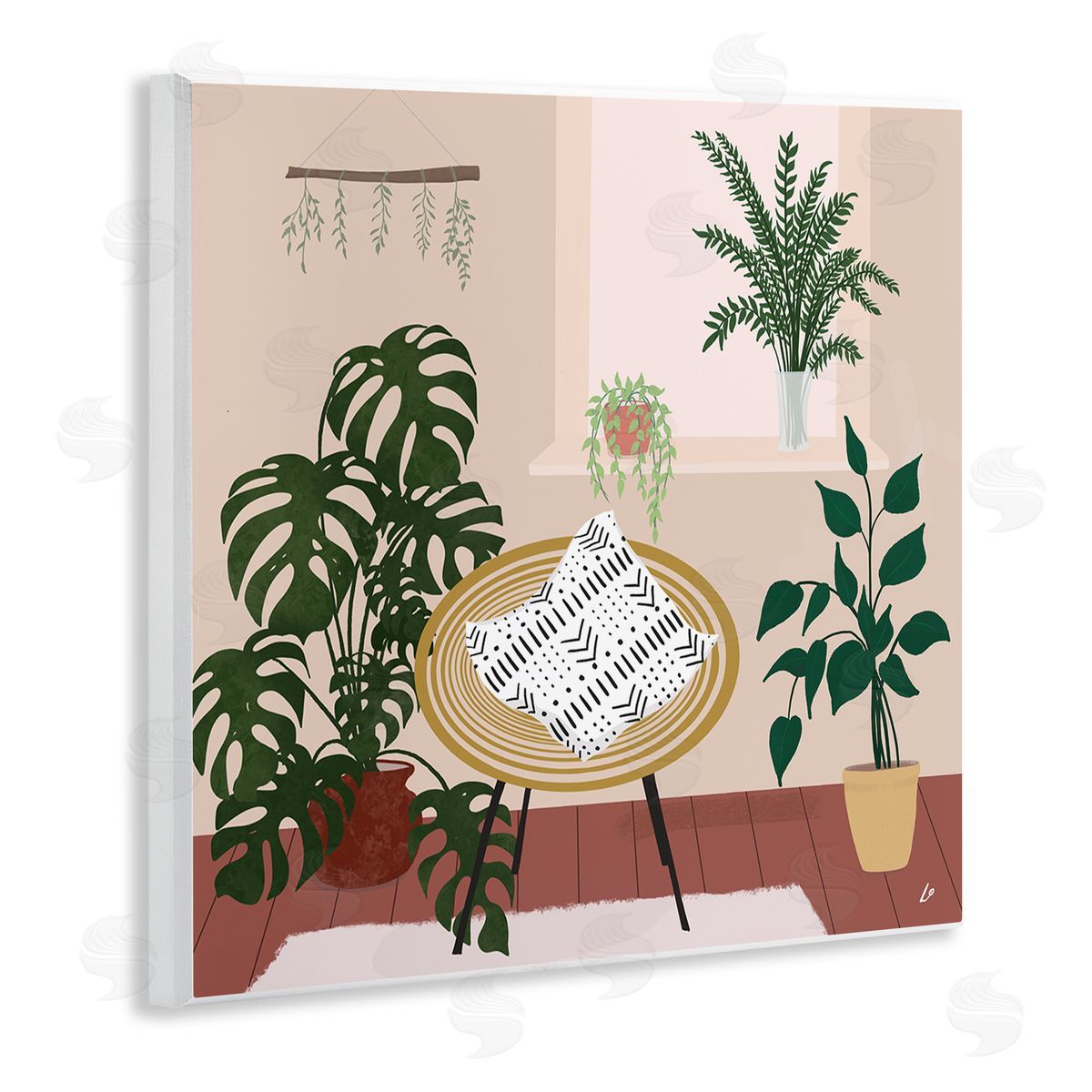 Plant Filled Boho Space Wood Plaque Wall Art, Home Decor by Lydia Orange