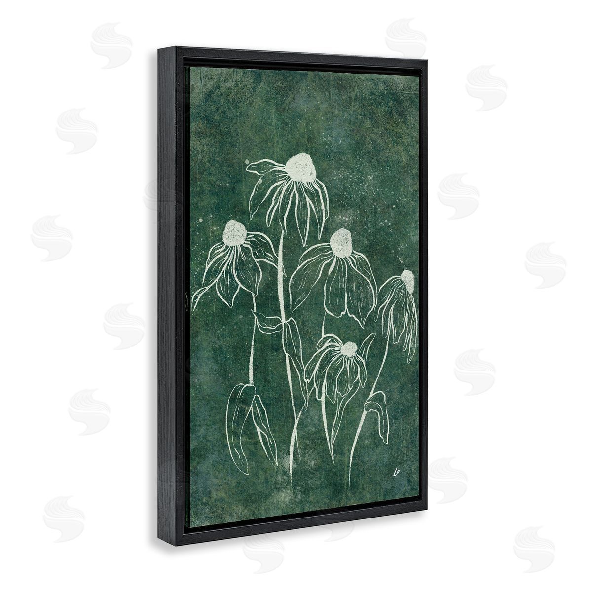 Echinacea Garden Blooms Black Floating Frame Canvas Wall Art, Home Decor by Lydia Orange