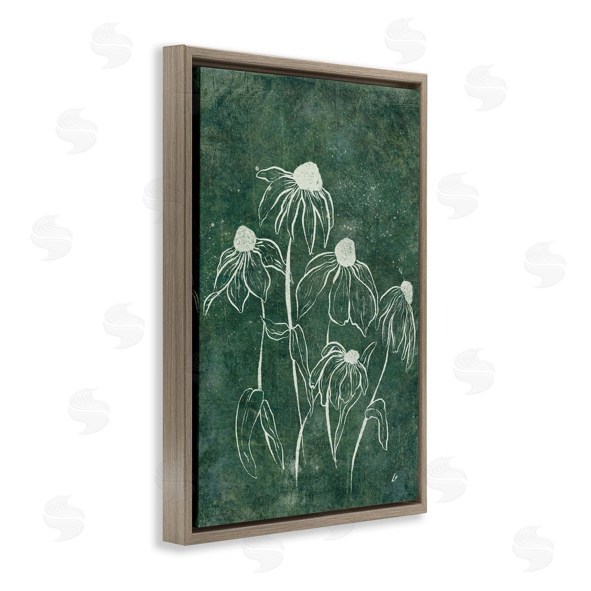 Echinacea Garden Blooms Brown Floating Frame Canvas Wall Art, Home Decor by Lydia Orange