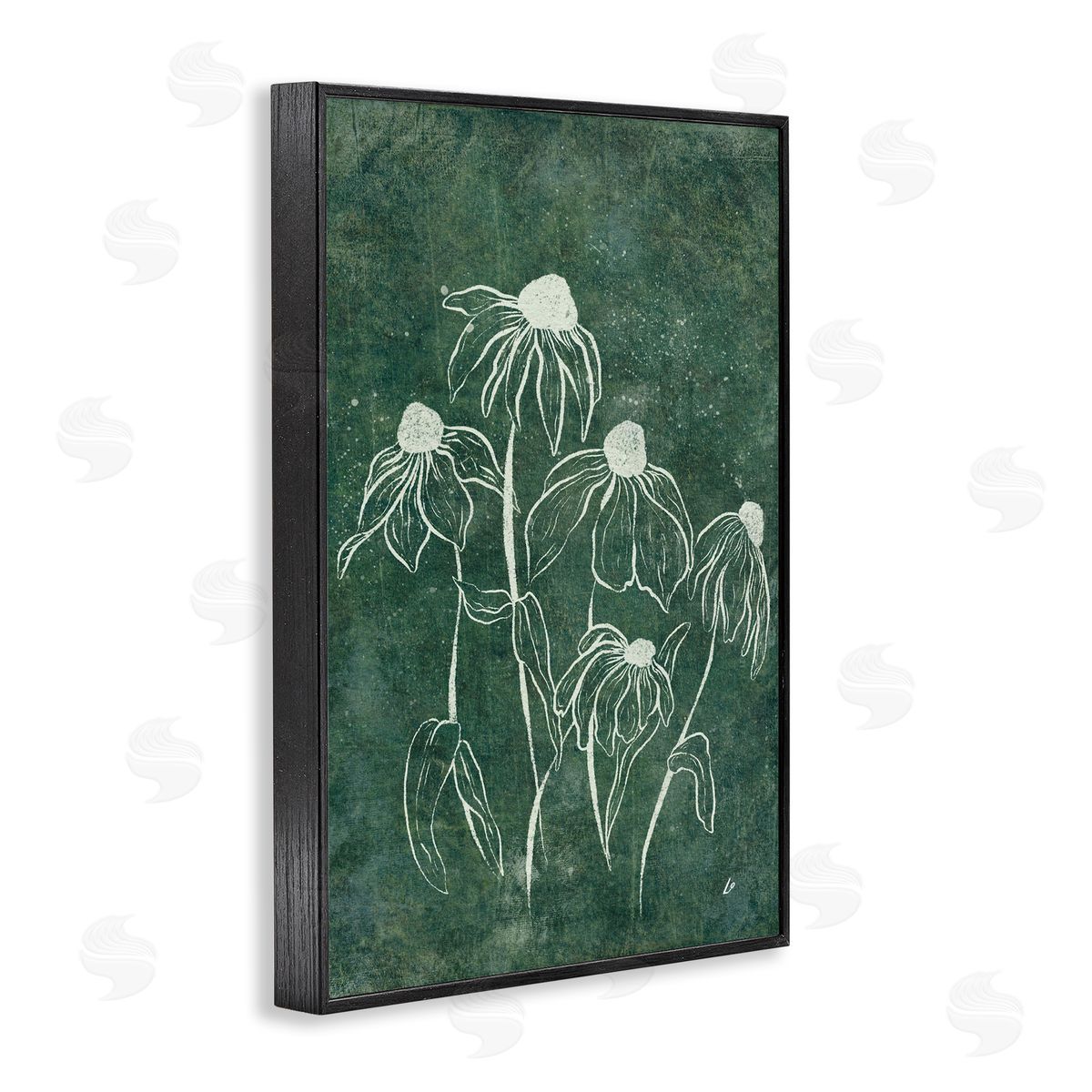 Echinacea Garden Blooms Black Frame Print Wall Art, Home Decor by Lydia Orange