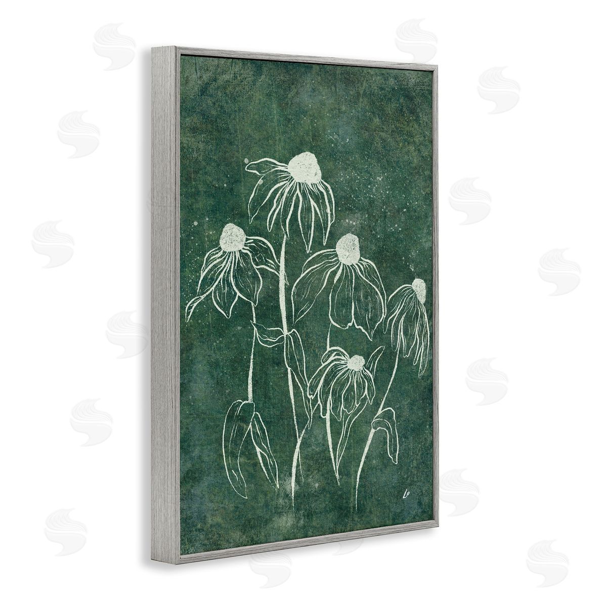 Echinacea Garden Blooms Grey Frame Print Wall Art, Home Decor by Lydia Orange