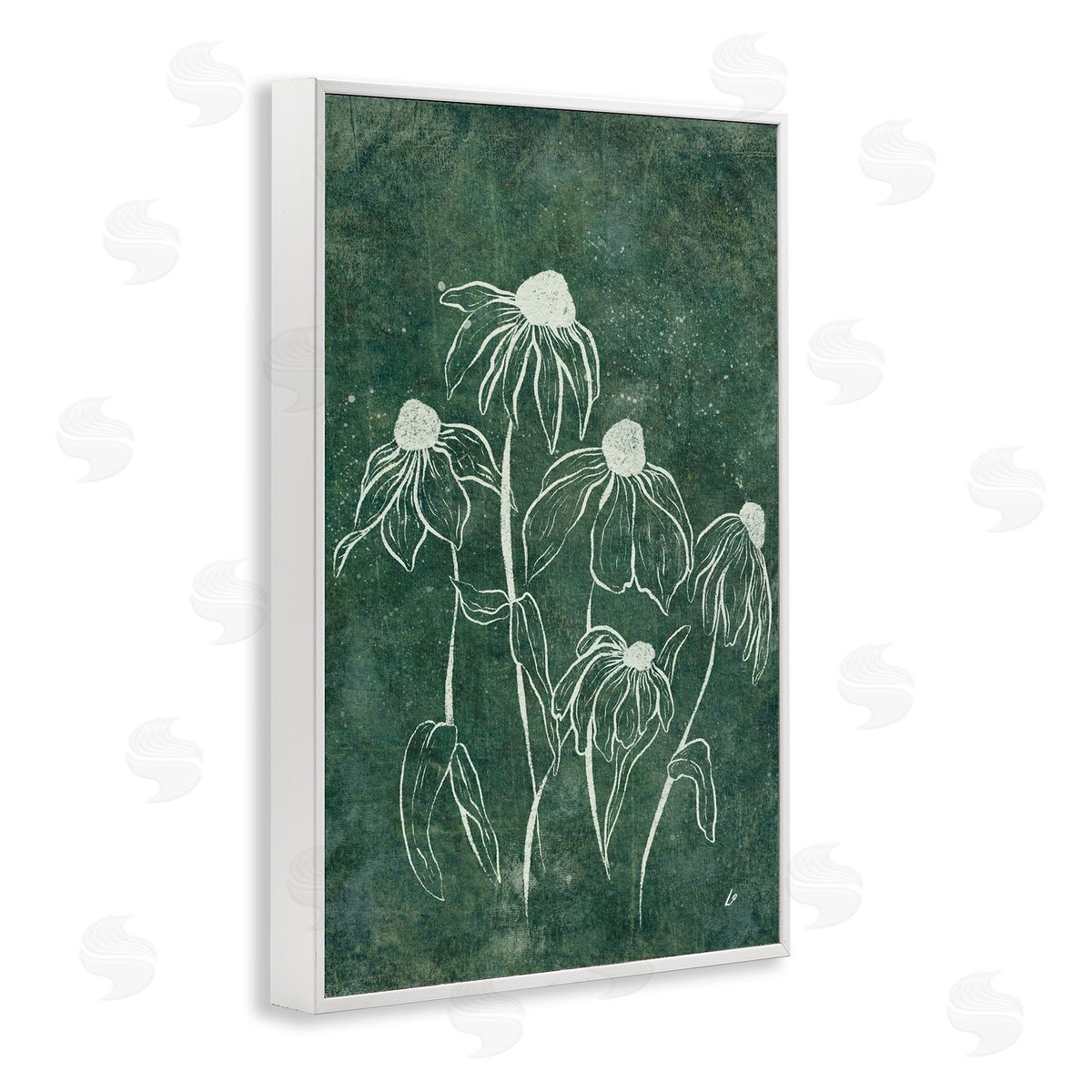 Echinacea Garden Blooms White Frame Print Wall Art, Home Decor by Lydia Orange