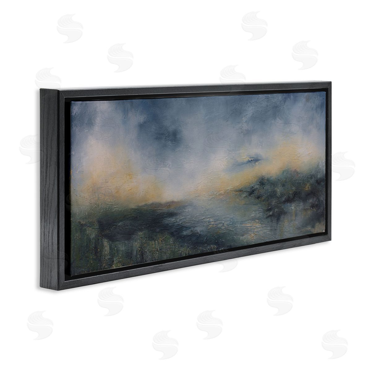 Fame Islands Abstraction Black Floating Frame Canvas Wall Art, Home Decor by Lydia Orange