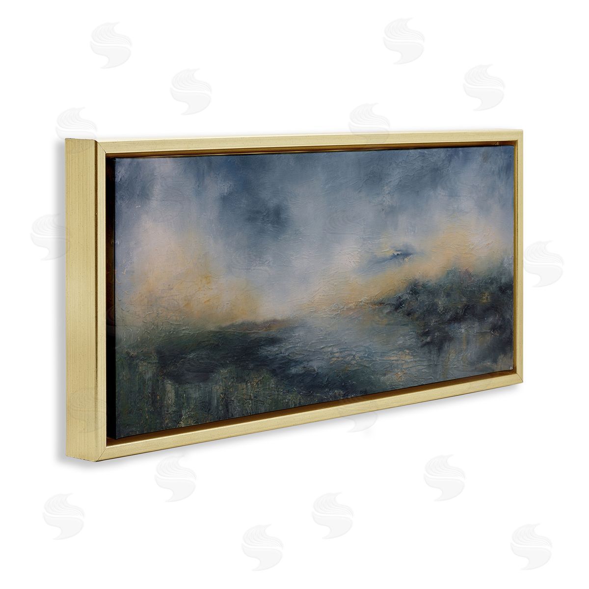 Fame Islands Abstraction Gold Floating Frame Canvas Wall Art, Home Decor by Lydia Orange