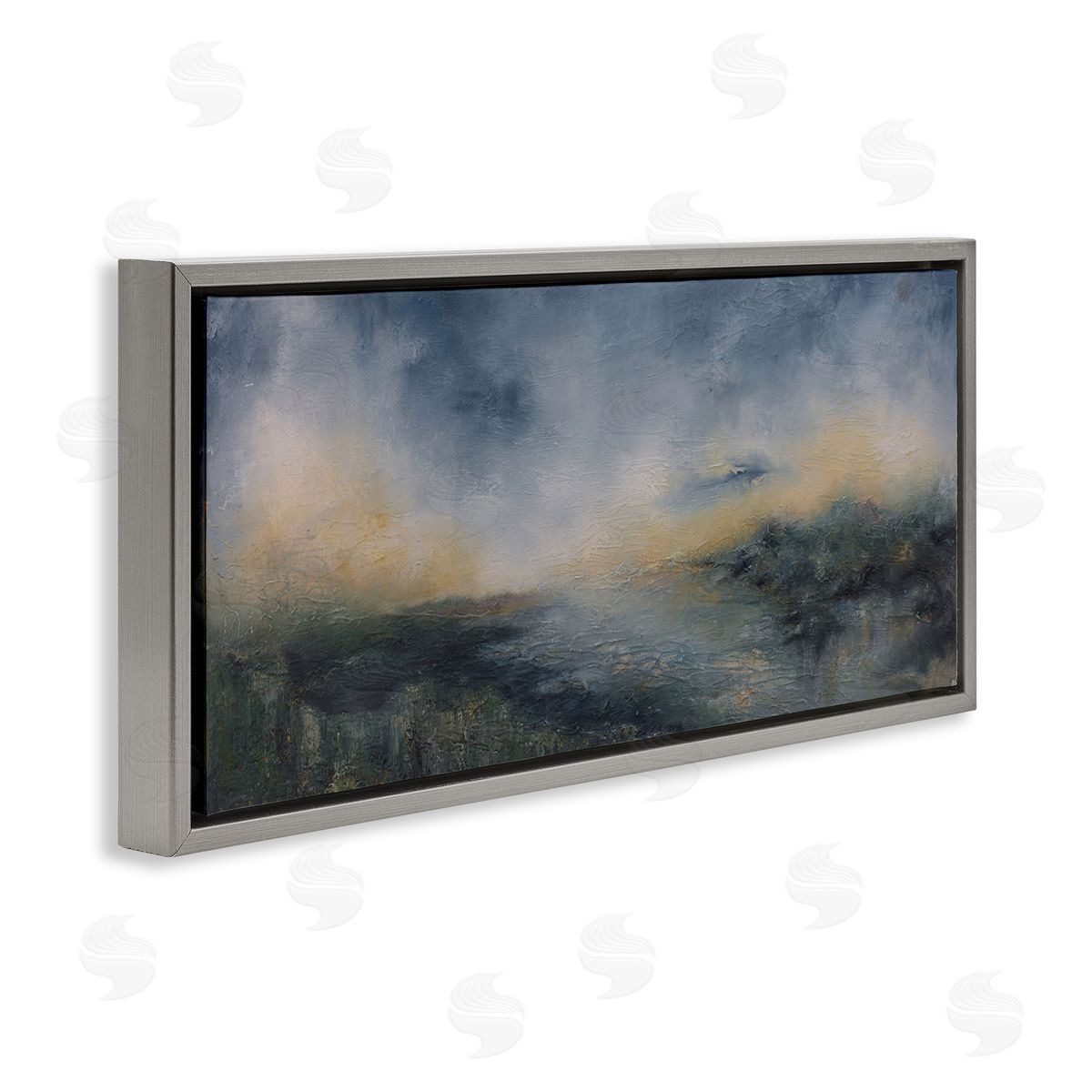 Fame Islands Abstraction Grey Floating Frame Canvas Wall Art, Home Decor by Lydia Orange