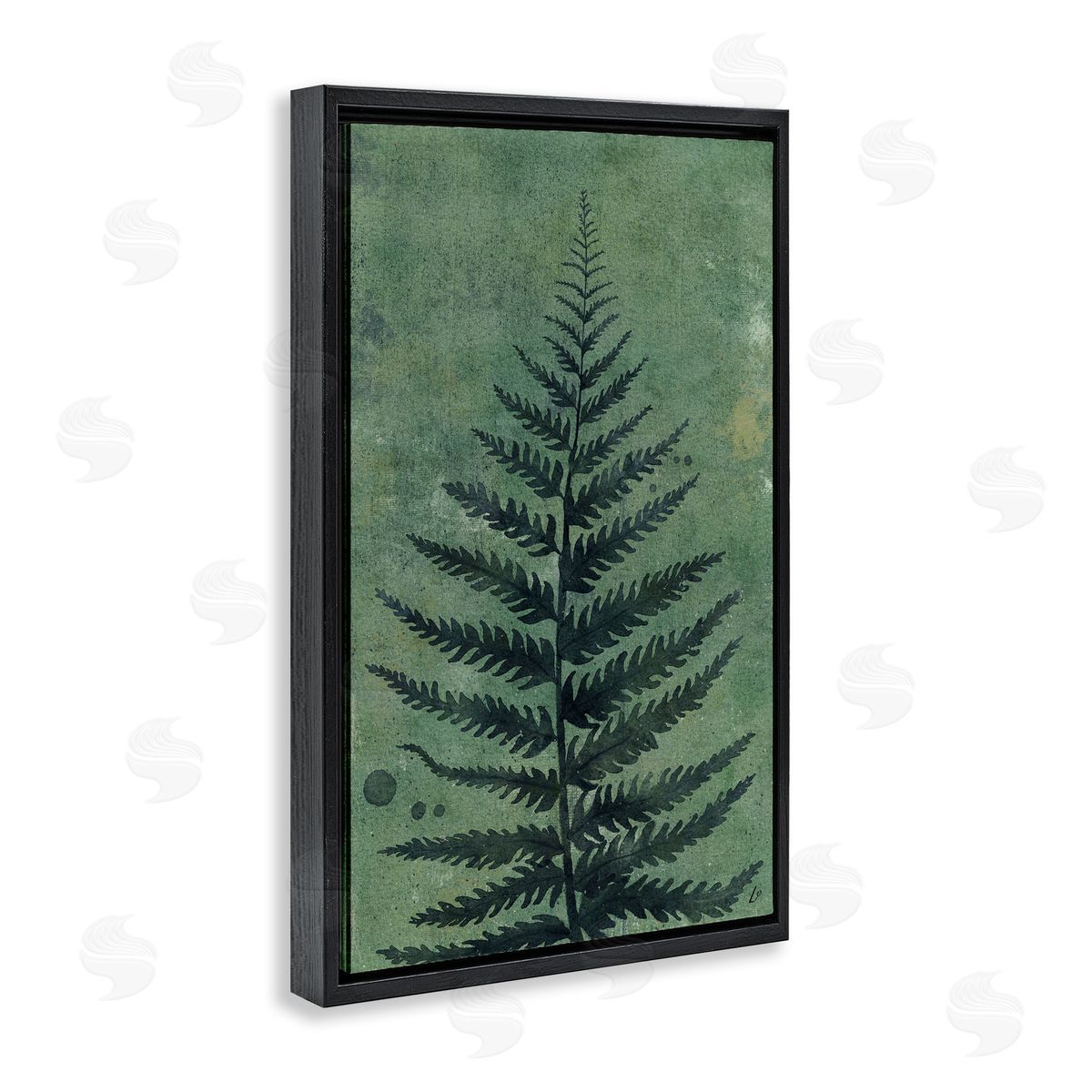 Rustic Fern Impression Black Floating Frame Canvas Wall Art, Home Decor by Lydia Orange