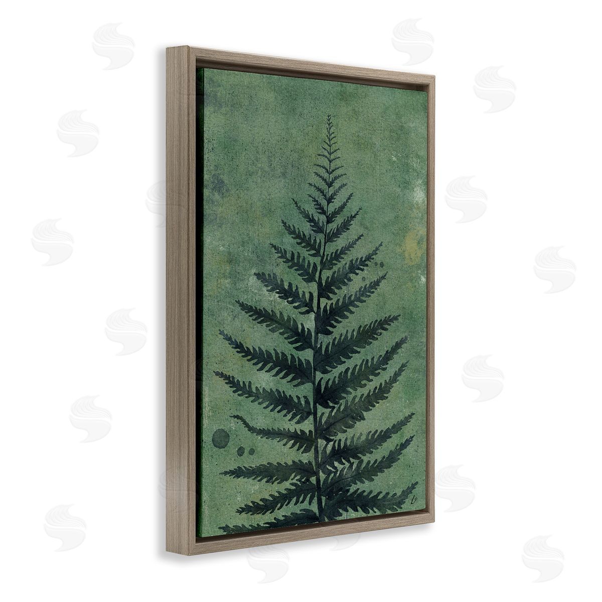 Rustic Fern Impression Brown Floating Frame Canvas Wall Art, Home Decor by Lydia Orange