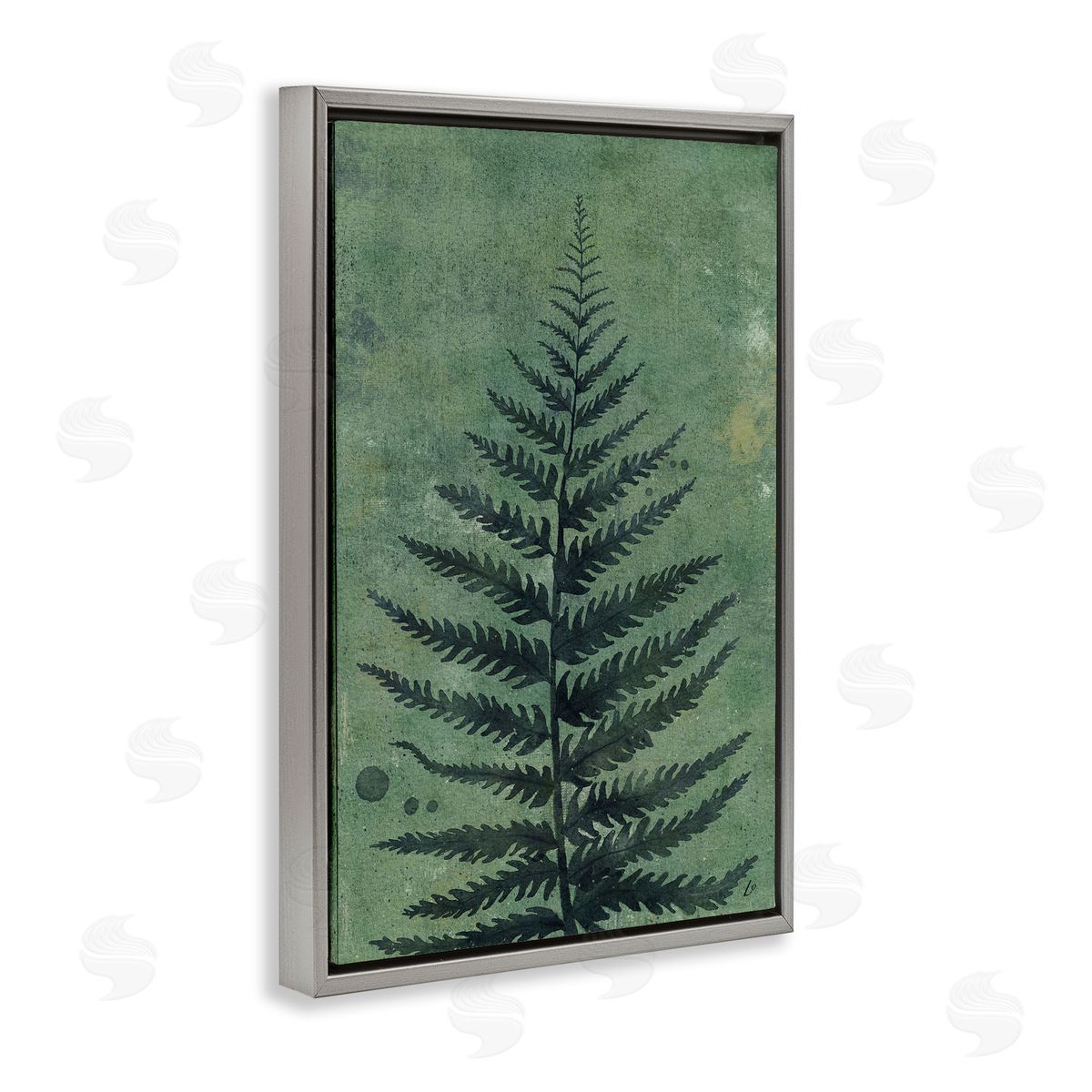 Rustic Fern Impression Grey Floating Frame Canvas Wall Art, Home Decor by Lydia Orange