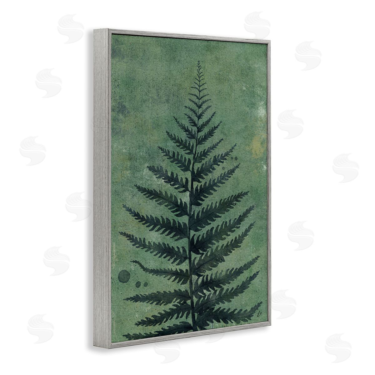 Rustic Fern Impression Grey Frame Print Wall Art, Home Decor by Lydia Orange