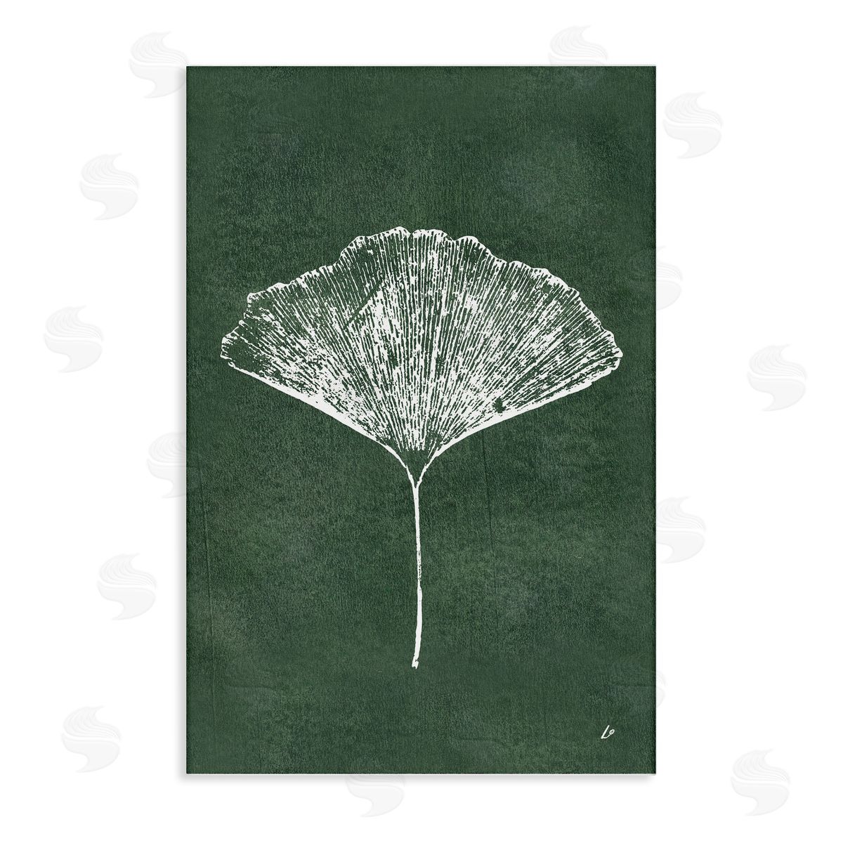 Ginkgo Impression on Green Canvas Wall Art, Home Decor by Lydia Orange