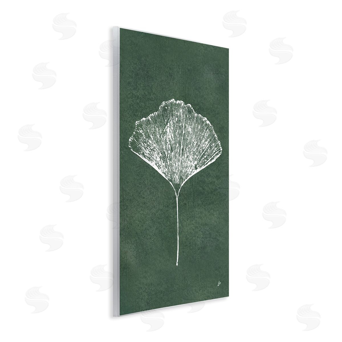 Ginkgo Impression on Green Wood Plaque Wall Art, Home Decor by Lydia Orange
