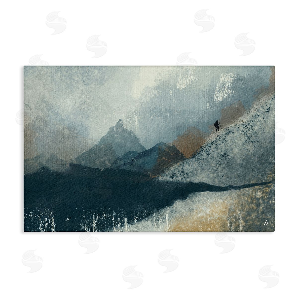 Intrepid Traveler in Mountains Canvas Wall Art, Home Decor by Lydia Orange