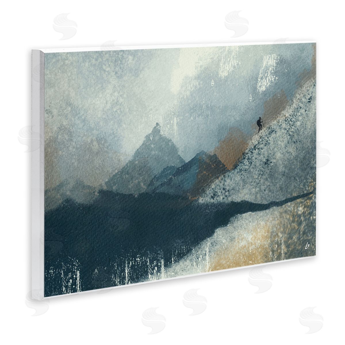 Intrepid Traveler in Mountains Wood Plaque Wall Art, Home Decor by Lydia Orange