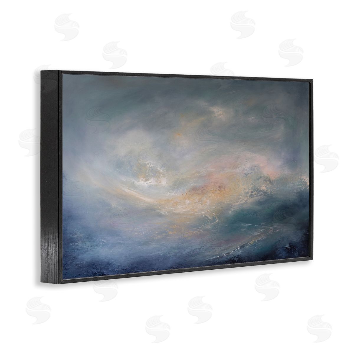 Swirling Abstract Clouds Black Frame Print Wall Art, Home Decor by Lydia Orange