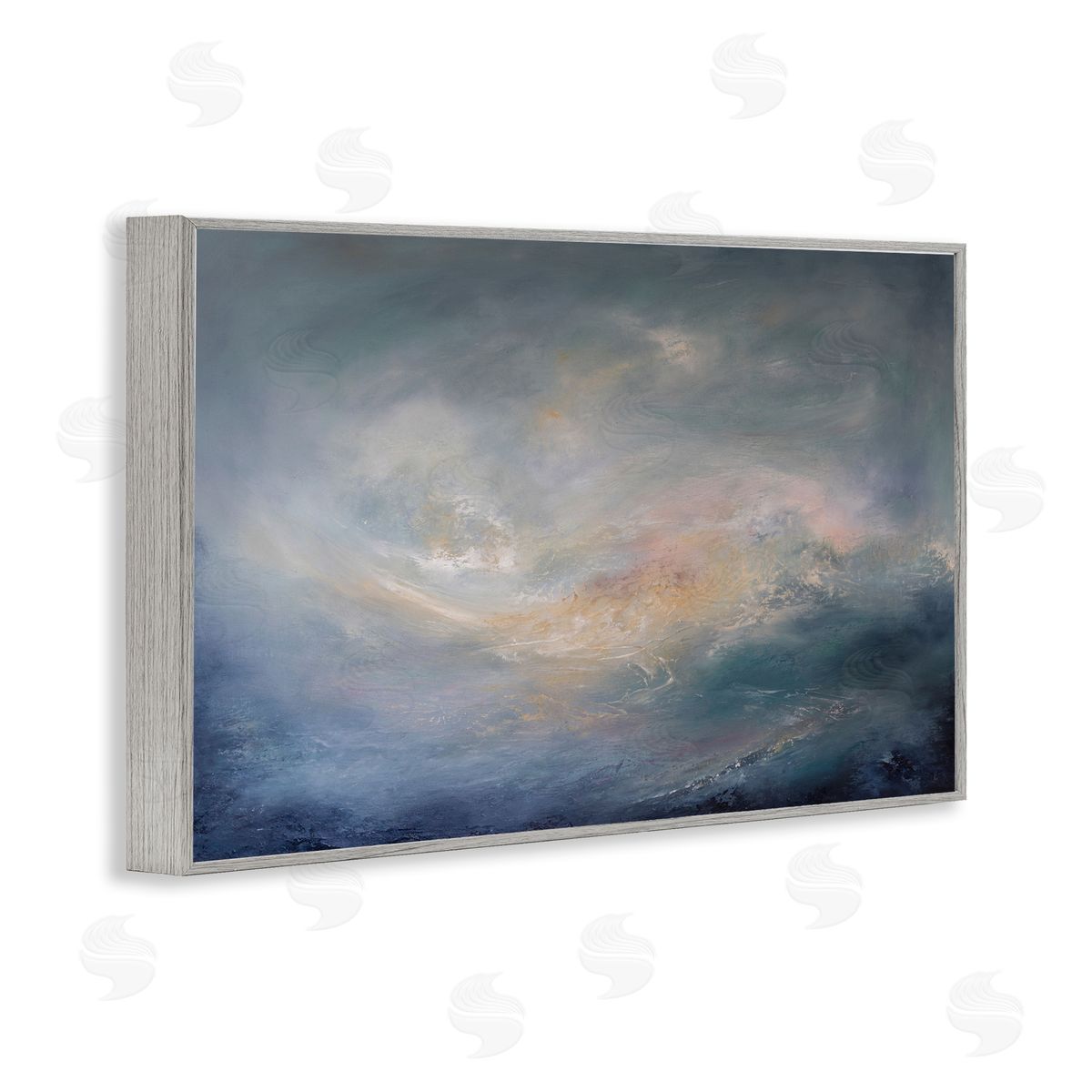 Swirling Abstract Clouds Grey Frame Print Wall Art, Home Decor by Lydia Orange