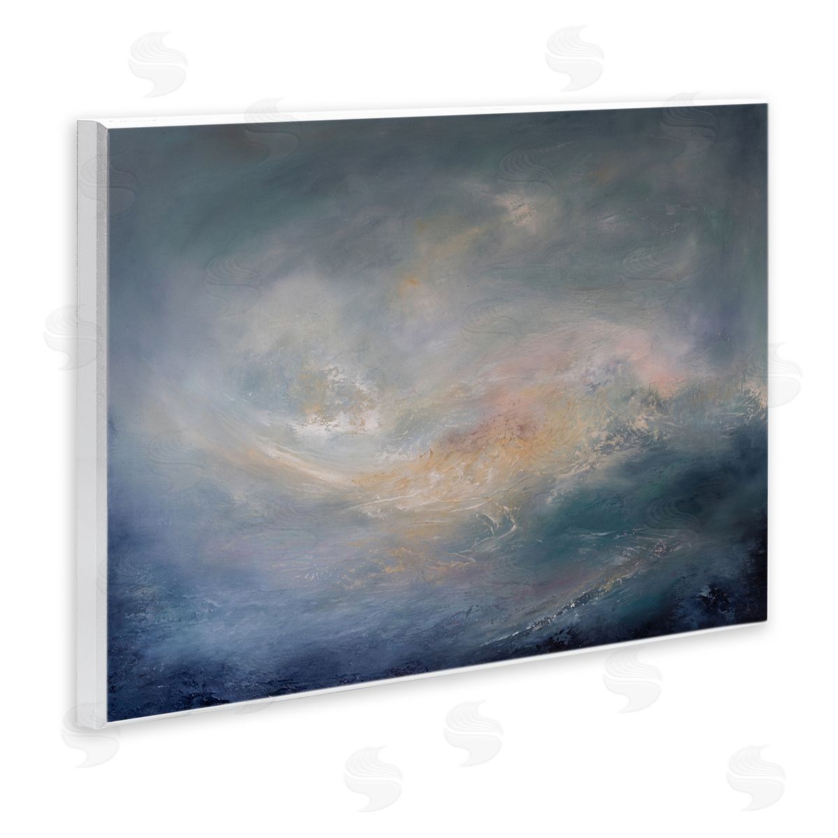 Swirling Abstract Clouds Wood Plaque Wall Art, Home Decor by Lydia Orange