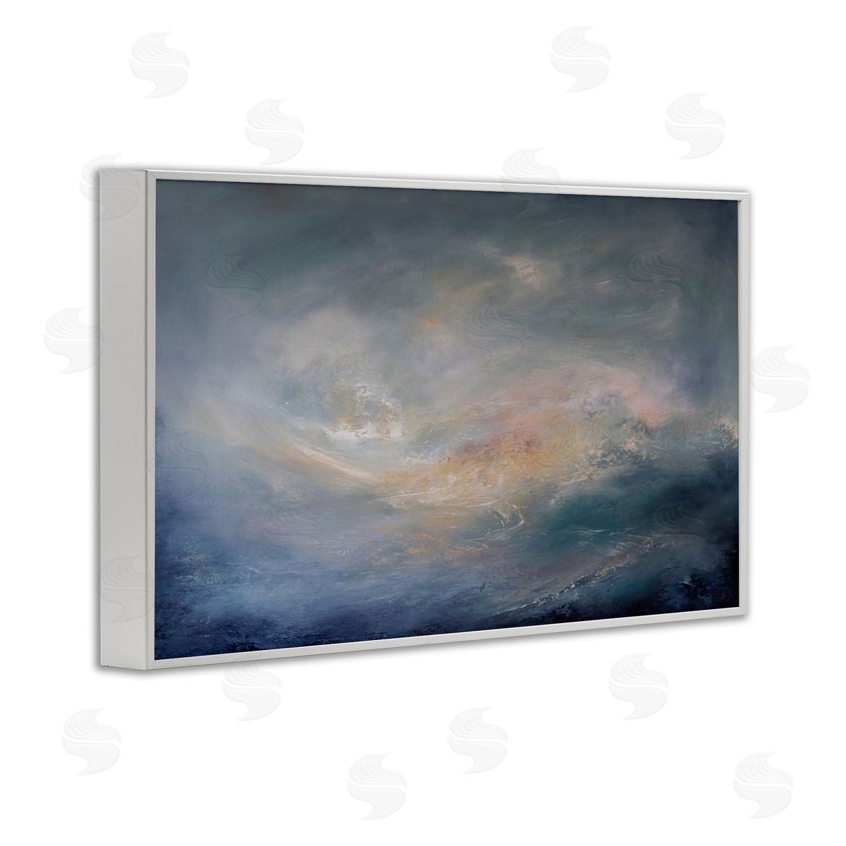 Swirling Abstract Clouds White Frame Print Wall Art, Home Decor by Lydia Orange