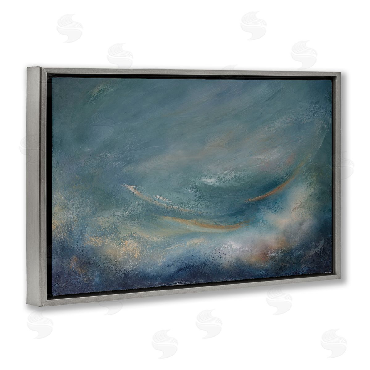 Dark Storm Clouds Abstract Grey Floating Frame Canvas Wall Art, Home Decor by Lydia Orange