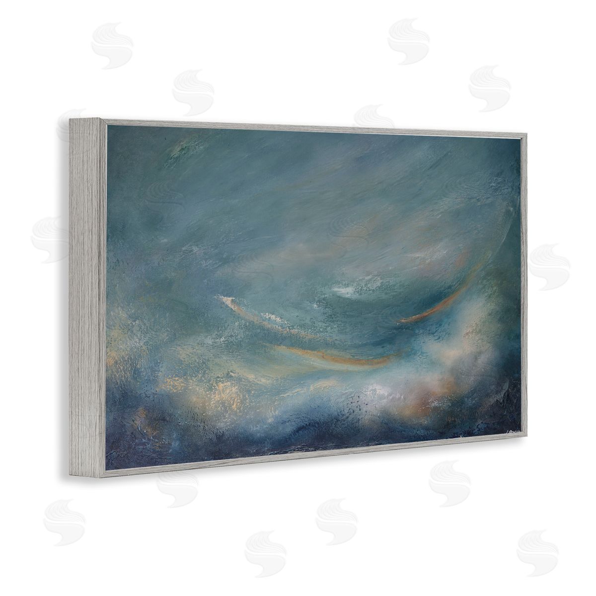 Dark Storm Clouds Abstract Grey Frame Print Wall Art, Home Decor by Lydia Orange