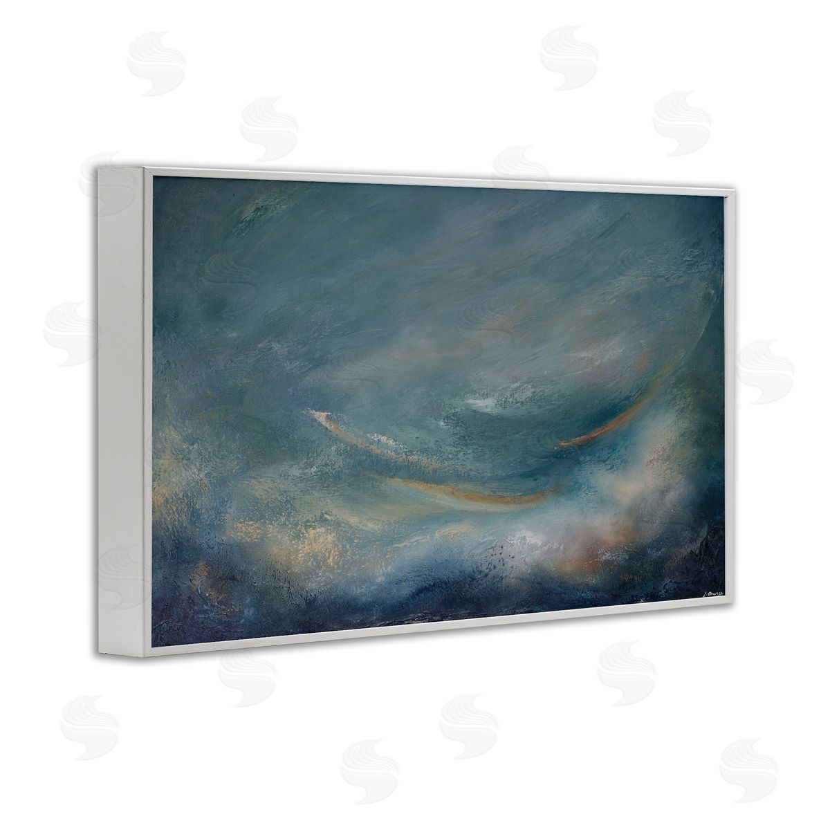 Dark Storm Clouds Abstract White Frame Print Wall Art, Home Decor by Lydia Orange