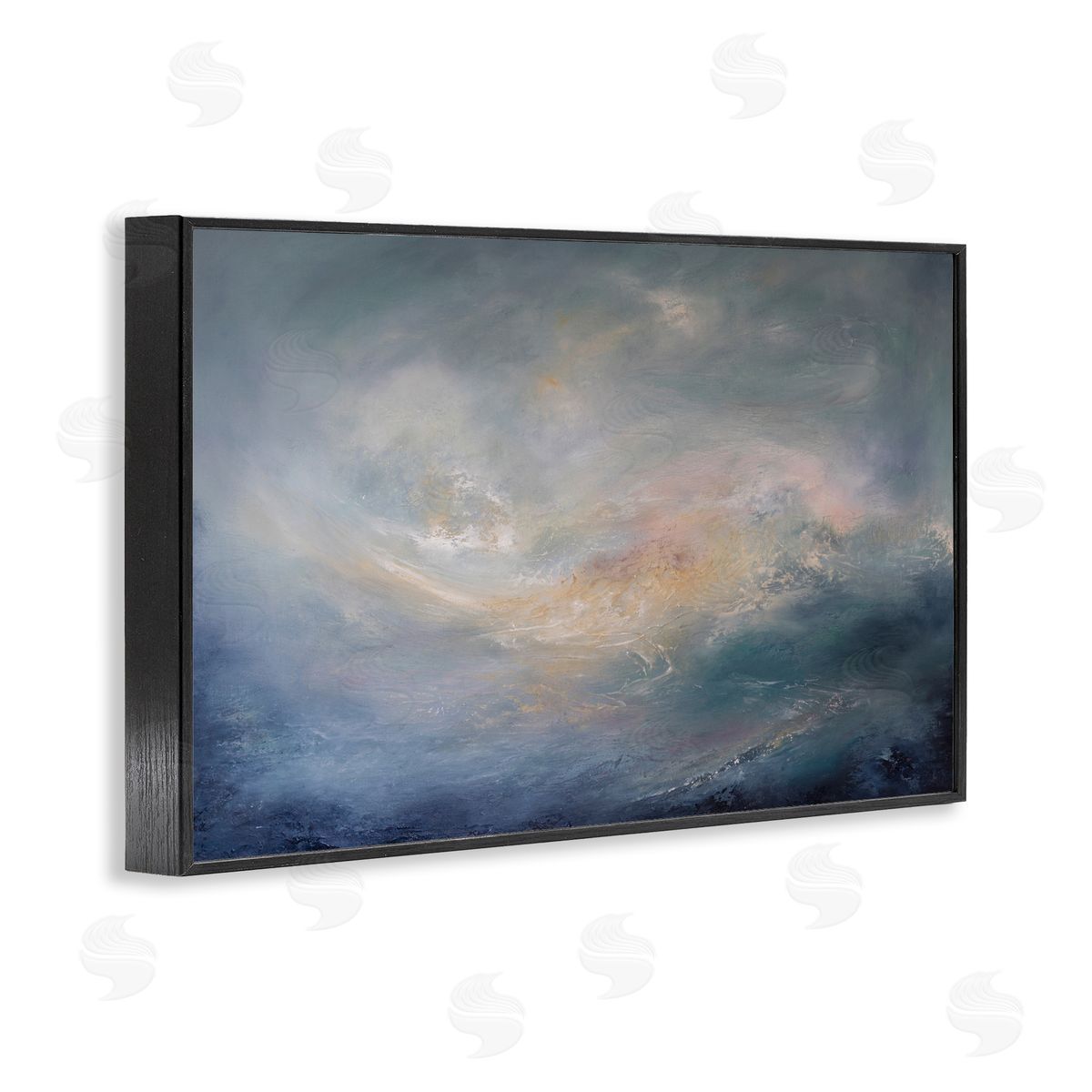Cascading Clouds Abstract Black Frame Print Wall Art, Home Decor by Lydia Orange