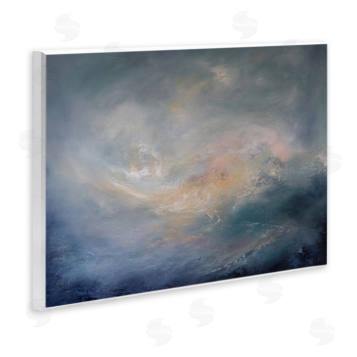 Cascading Clouds Abstract Wood Plaque Wall Art, Home Decor by Lydia Orange