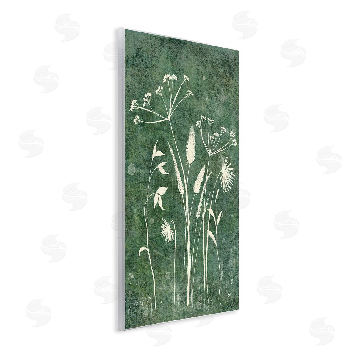 Wildflowers on Rustic Green Wood Plaque Wall Art, Home Decor by Lydia Orange
