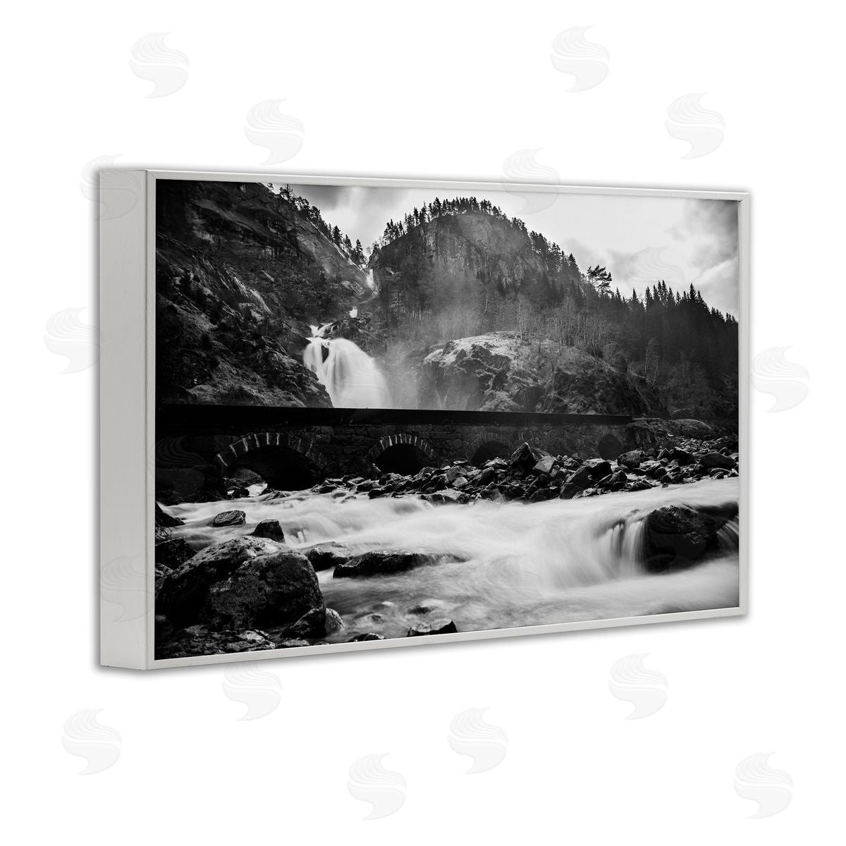 Waterfall Ravine Photography White Frame Print Wall Art, Home Decor by Thomas Tepstad Berge