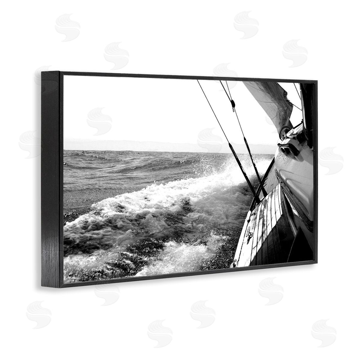 Boat & Splashing Wake Black Frame Print Wall Art, Home Decor by Kyle
