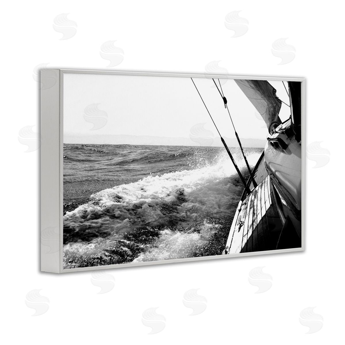 Boat & Splashing Wake White Frame Print Wall Art, Home Decor by Kyle