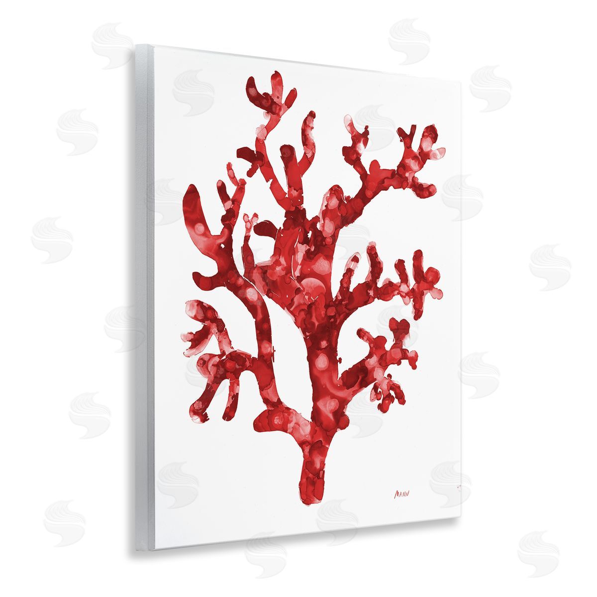 Red Coral Sprig Wood Plaque Wall Art, Home Decor by Patti Mann
