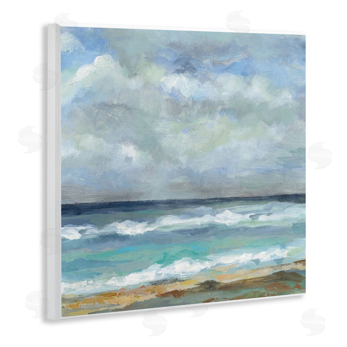 Summer Seashore Waves Wood Plaque Wall Art, Home Decor by Silvia Vassileva