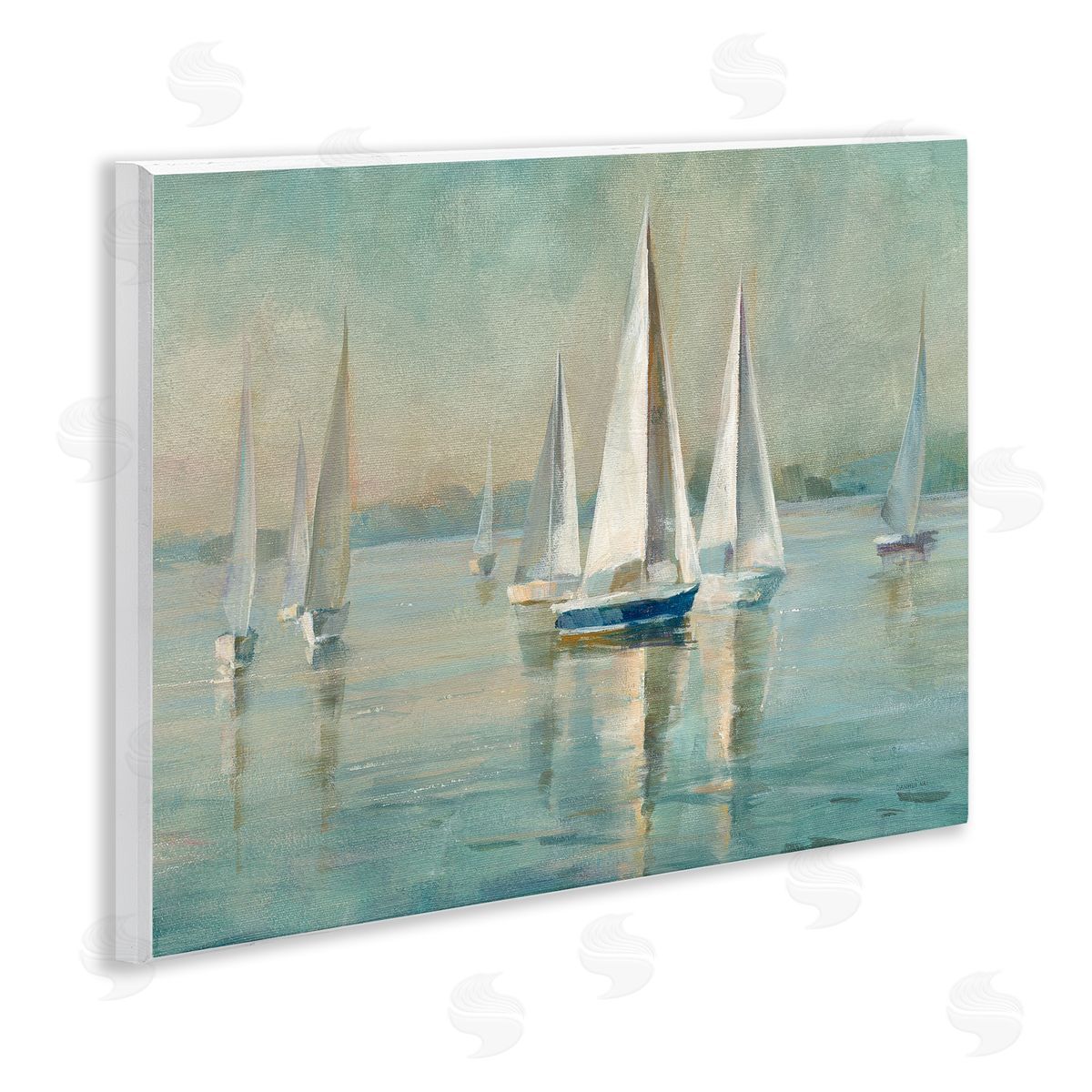 Sailboats at Sunrise Wood Plaque Wall Art, Home Decor by Danhui Nai