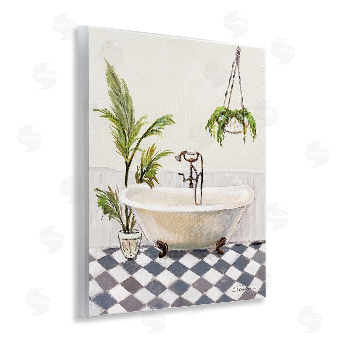 Crisp Cottage Bathroom Wood Plaque Wall Art, Home Decor by Silvia Vassileva