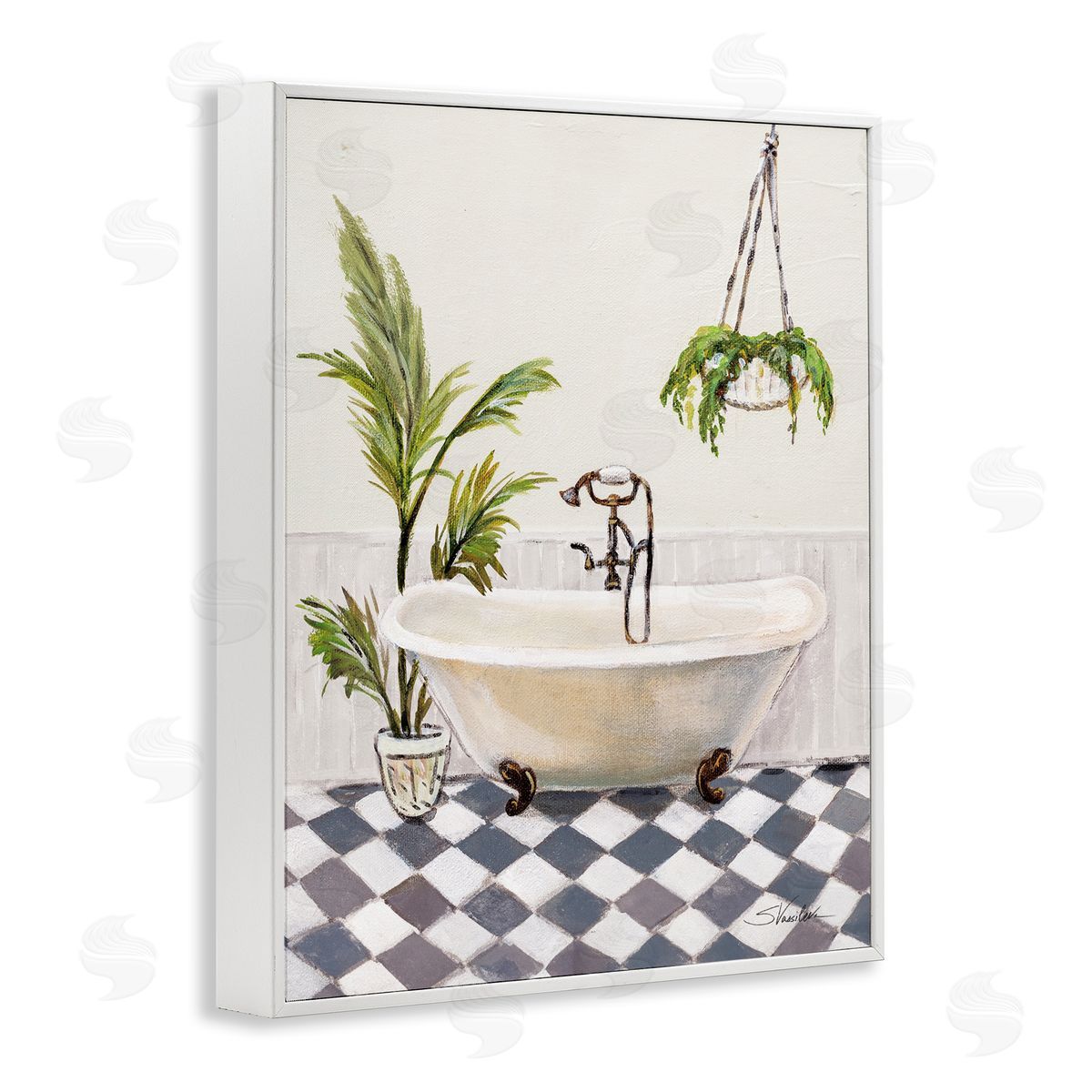 Crisp Cottage Bathroom White Frame Print Wall Art, Home Decor by Silvia Vassileva