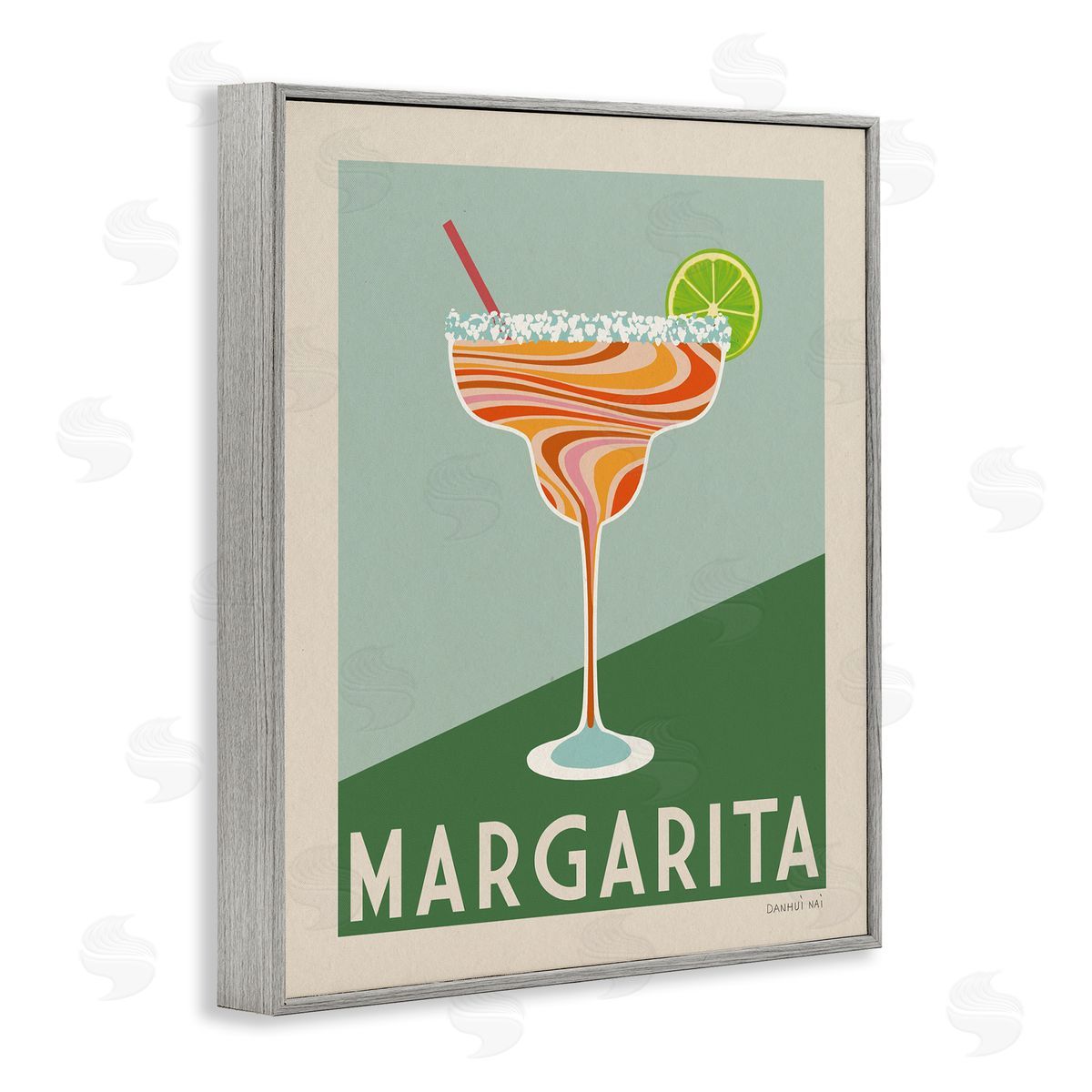 Retro Swirled Margarita Grey Frame Print Wall Art, Home Decor by Danhui Nai