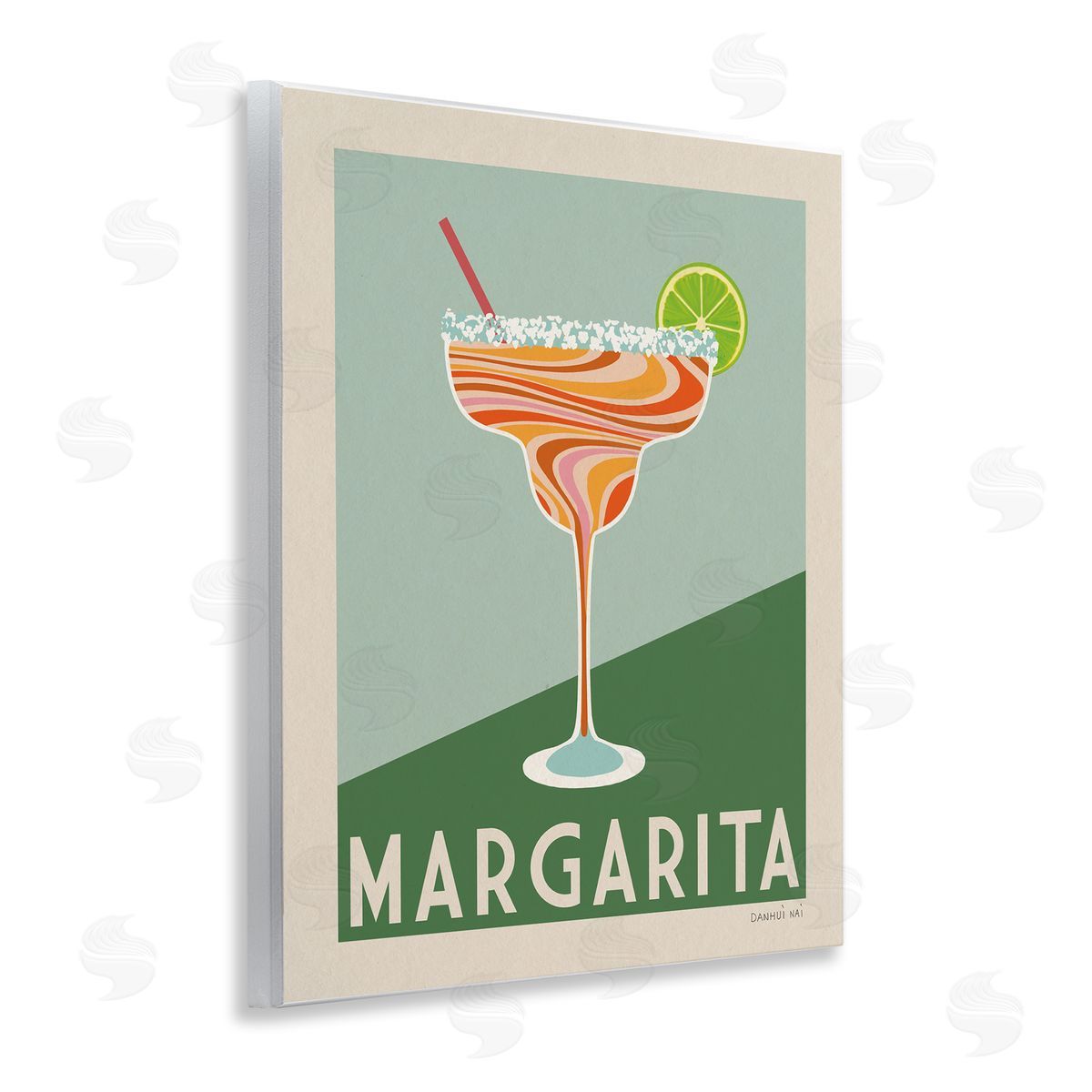 Retro Swirled Margarita Wood Plaque Wall Art, Home Decor by Danhui Nai