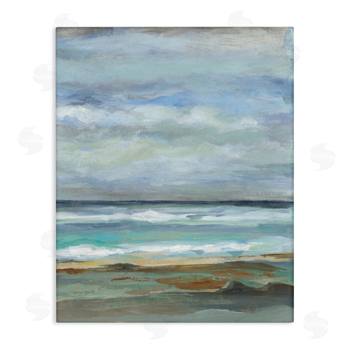 Traditional Cloudy Seashore Canvas Wall Art, Home Decor by Silvia Vassileva