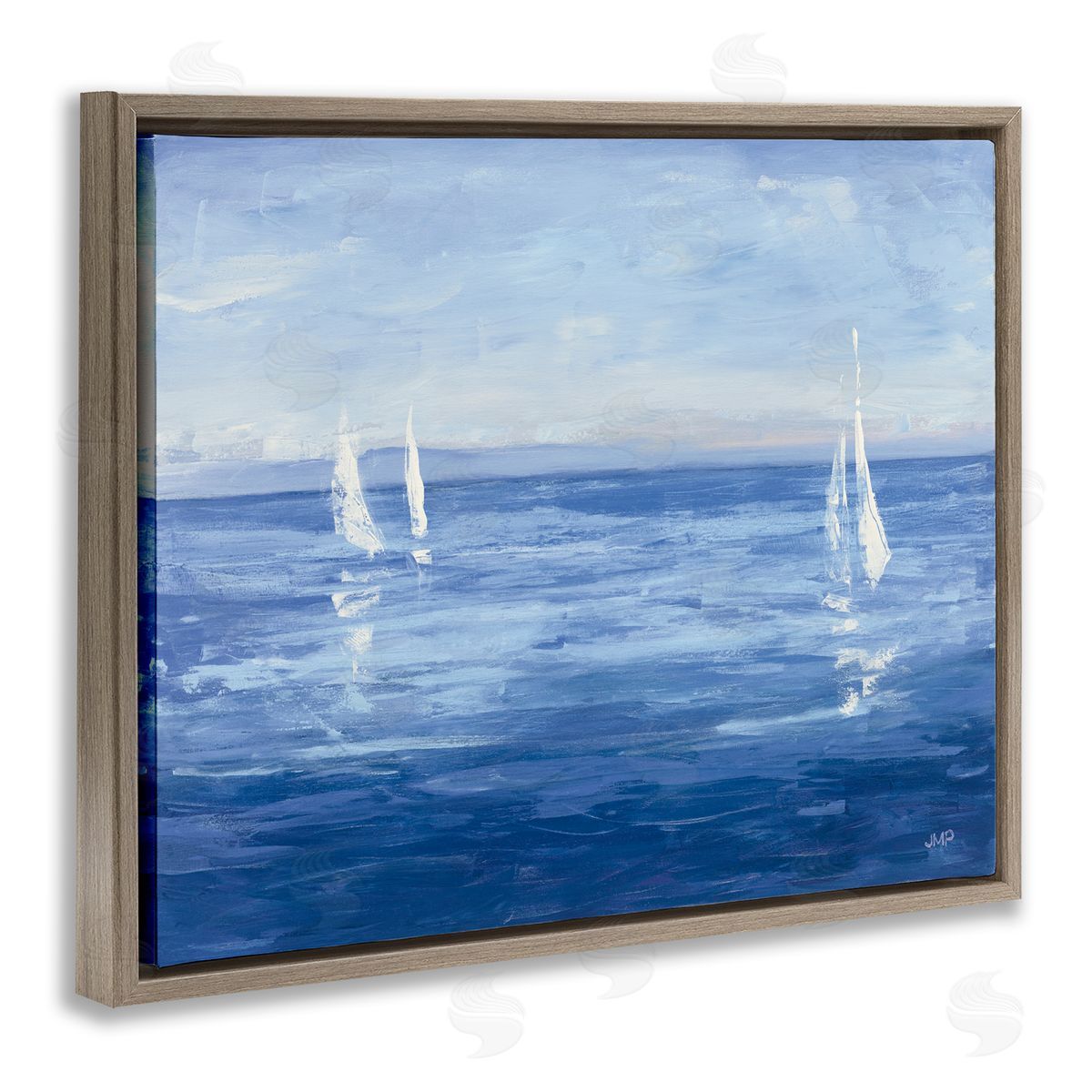 Vivid Boats Open Sail Brown Floating Frame Canvas Wall Art, Home Decor by Julia Purinton