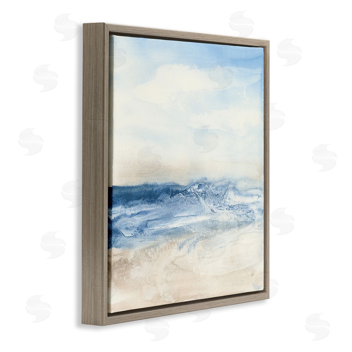 Abstract Surf & Sand Brown Floating Frame Canvas Wall Art, Home Decor by Chris Paschke