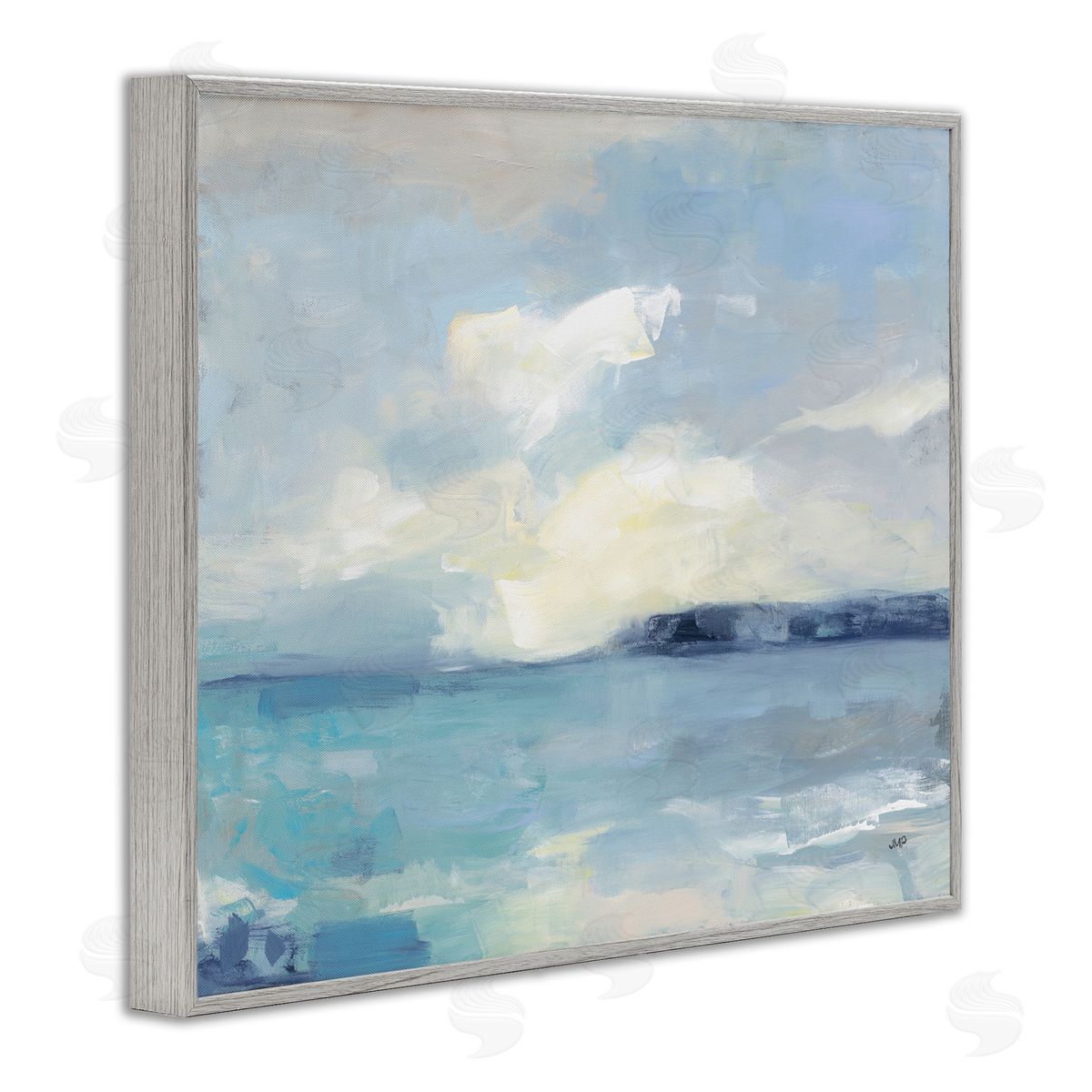 Sunny Peninsula Seascape Grey Frame Print Wall Art, Home Decor by Julia Purinton