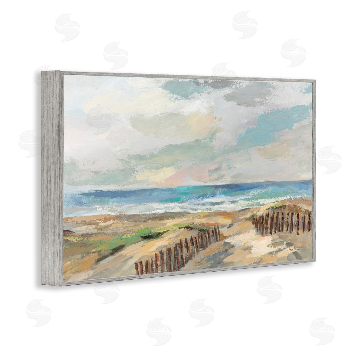 Summer Beach Dunes Grey Frame Print Wall Art, Home Decor by Silvia Vassileva