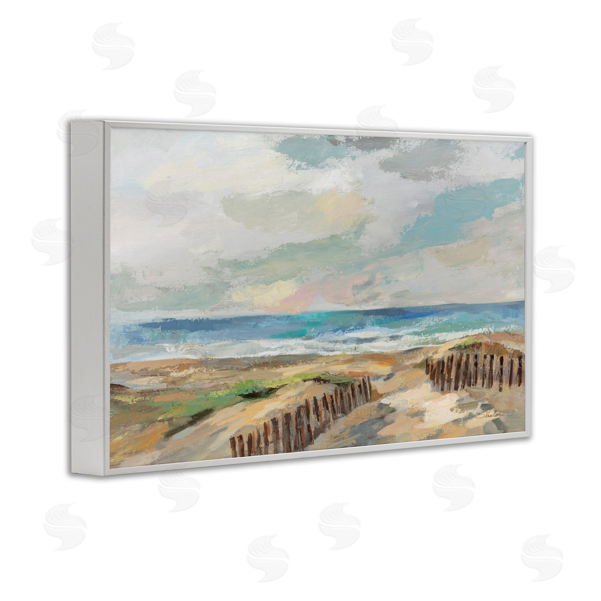 Summer Beach Dunes White Frame Print Wall Art, Home Decor by Silvia Vassileva