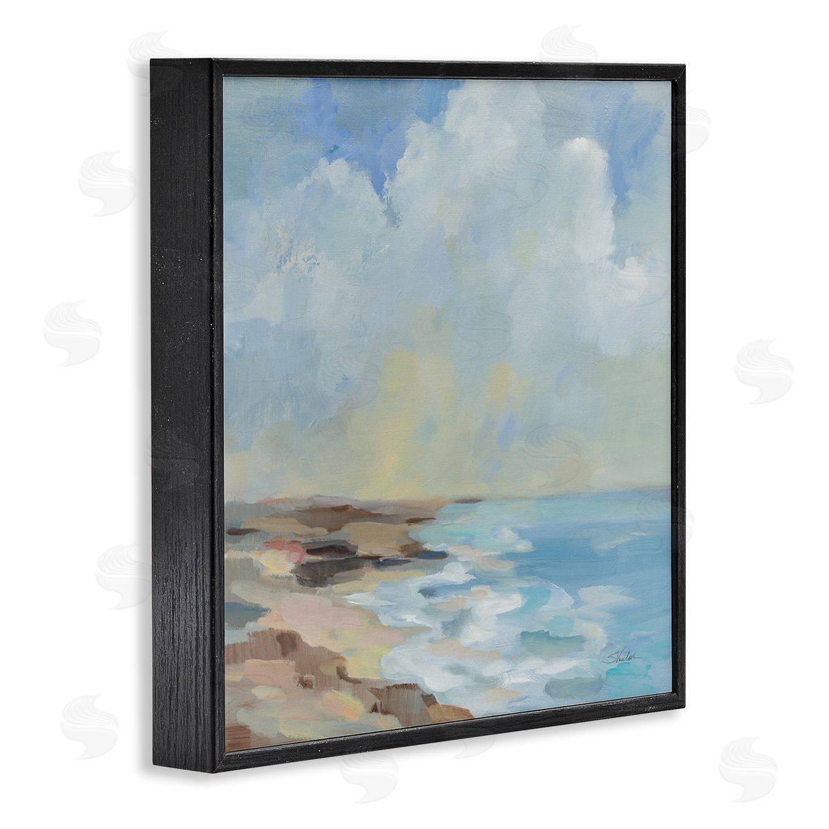 By The Beach Shore Black Frame Print Wall Art, Home Decor by Silvia Vassileva