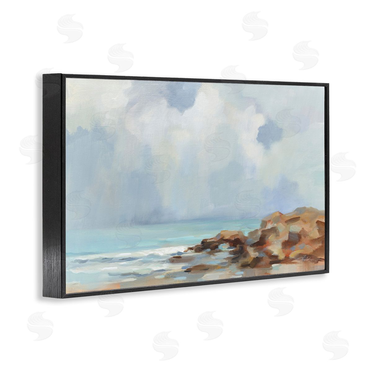 Morning at Stone Beach Black Frame Print Wall Art, Home Decor by Silvia Vassileva
