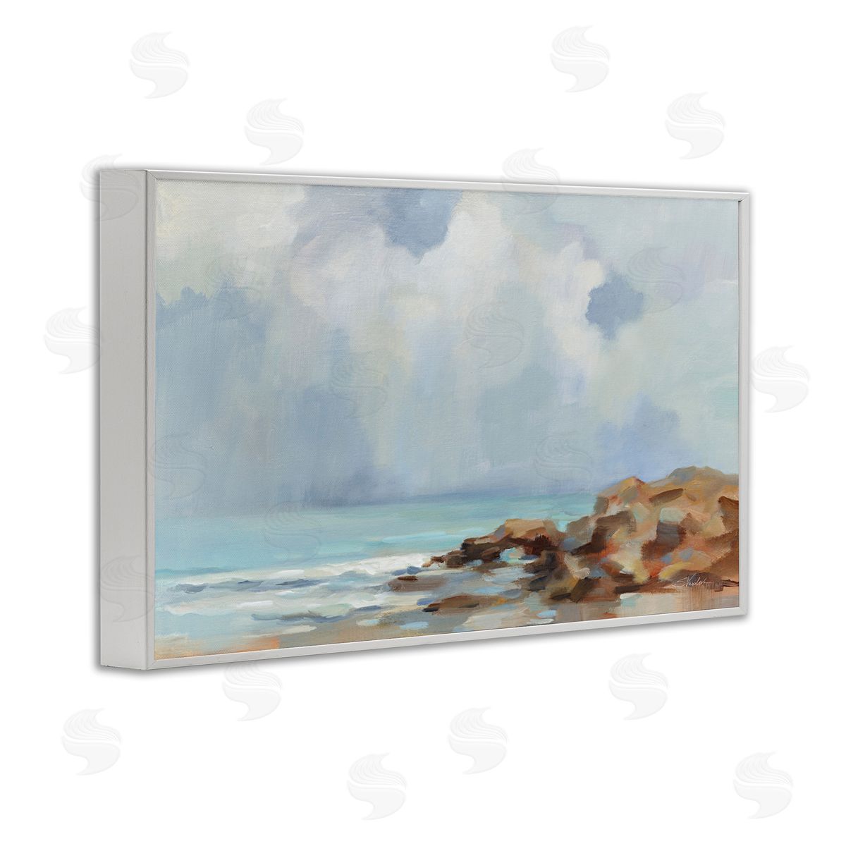 Morning at Stone Beach White Frame Print Wall Art, Home Decor by Silvia Vassileva