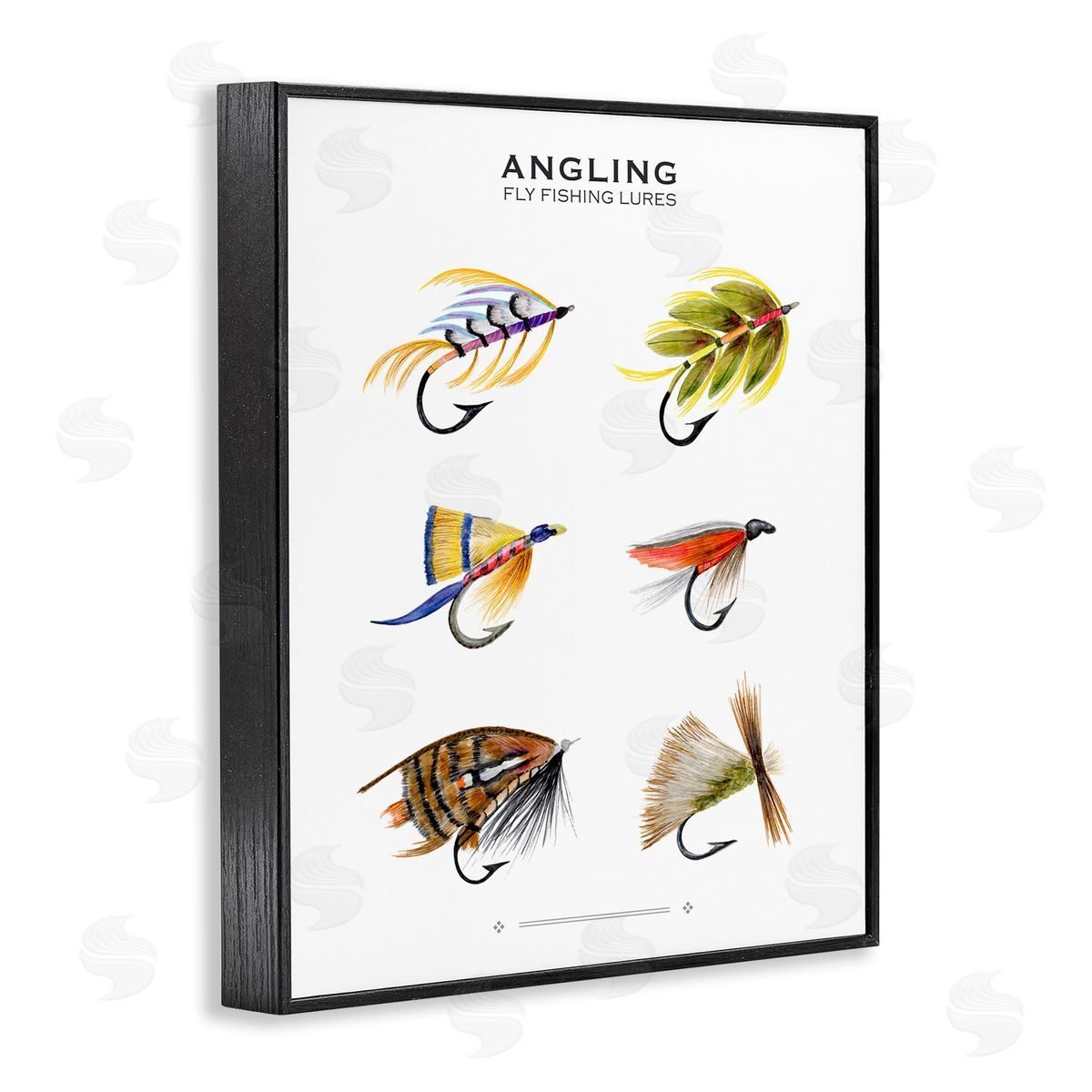 Angling Fly Fishing Lures Black Frame Print Wall Art, Home Decor by Brett Blumenthal