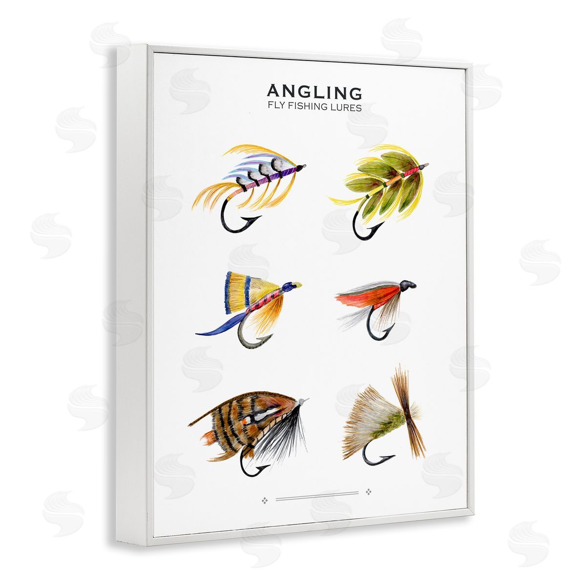 Angling Fly Fishing Lures White Frame Print Wall Art, Home Decor by Brett Blumenthal
